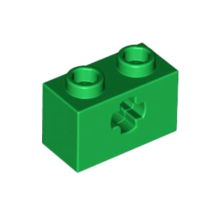 레고 부품 테크닉 브릭 녹색 Green Technic, Brick 1 x 2 with Axle Hole 4233489