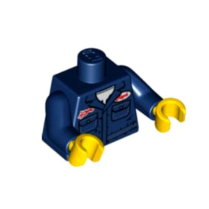 레고 부품 피규어 상체 토르소 정비사 다크 블루 Dark Blue Torso Mechanic with Two Pockets and Dirt Stains Pattern / Dark Blue Arms / Yellow Hands