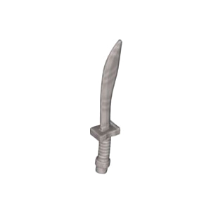 레고 부품 무기 칼 플랫 실버 Flat Silver Minifigure, Weapon Sword, Saber/Dao Curved Blade and Hilt with Bar End 6172879