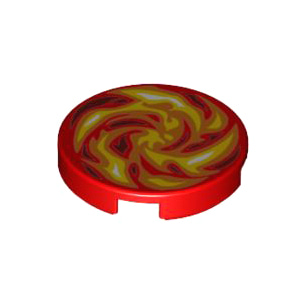 레고 부품 프린팅 화염 빨간색 Red Tile, Round 2 x 2 with Bottom Stud Holder with Dark Red, Orange, Red, White and Yellow Swirled Fire Pattern 6102613
