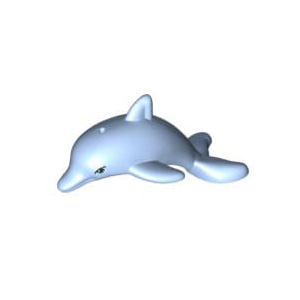 레고 부품 동물 돌고래 밝은 라이트 블루 Bright Light Blue Dolphin, Friends / Elves, Jumping with Bottom Axle Holder with Medium Azure Eyes Pattern 6034425