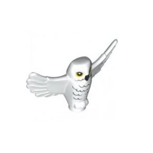 레고 부품 동물 새 부엉이 White Owl, Spread Wings with Black Beak, Yellow Eyes and Light Bluish Gray Rippled Chest Feathers Pattern (HP Hedwig) 6299912