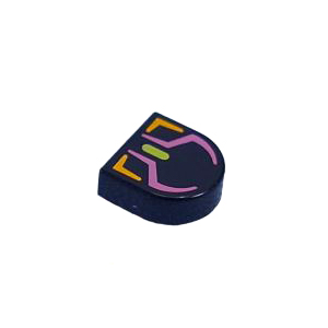 레고 부품 프린팅 컴퓨터 마우스검정색 Black Tile, Round 1 x 1 Half Circle Extended with Dark Pink, Bright Light Orange, and Lime RGB Gaming Mouse Pattern